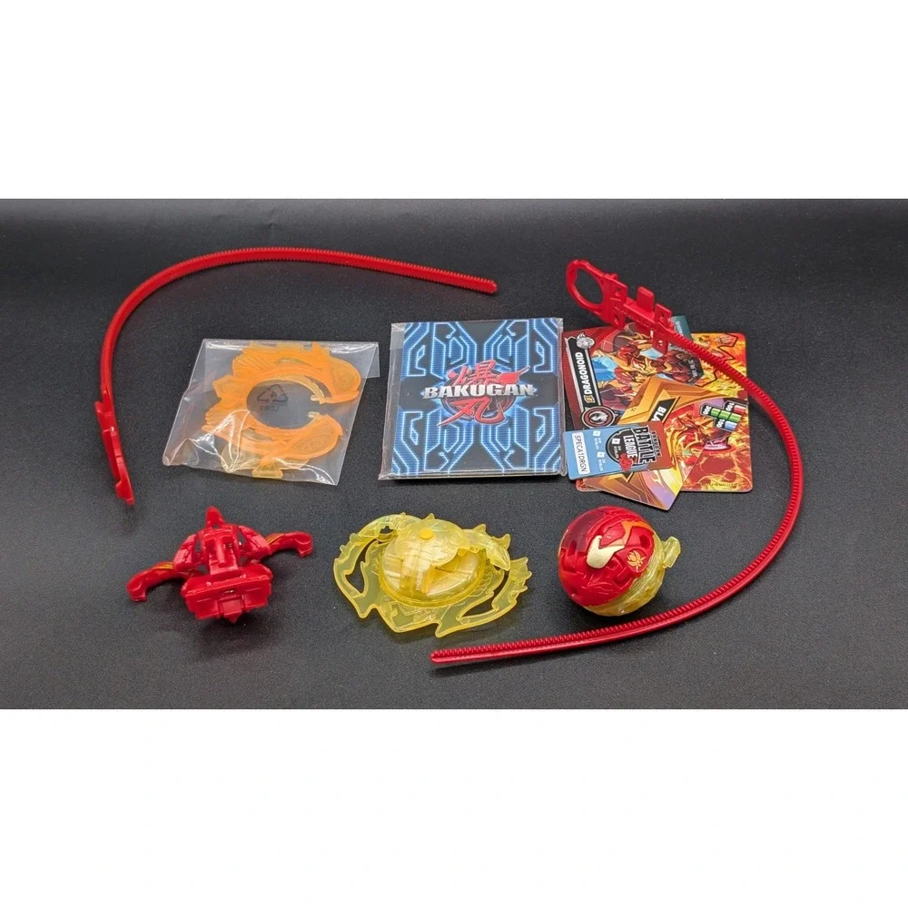 Bakugan Lot 2 Special Attack Dragonoid, 2 Rip Cords, Spin ring, Trading Cards